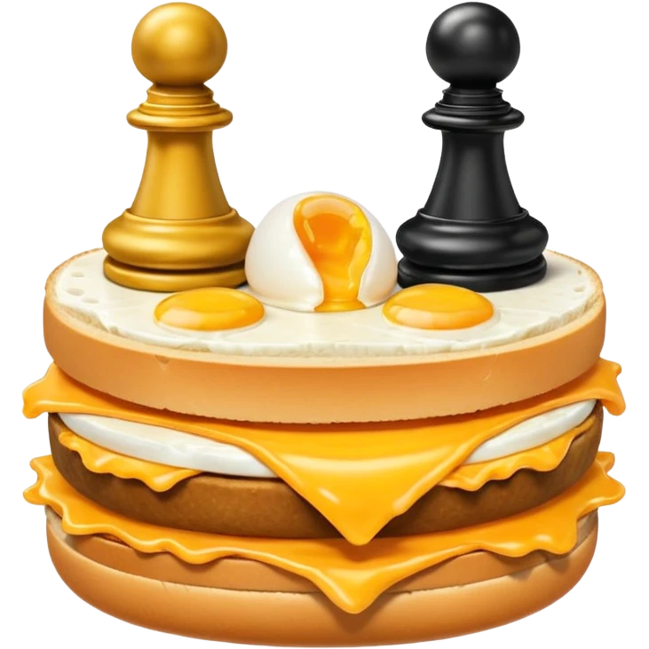 Chess pieces boxing on an egg sandwich emoji