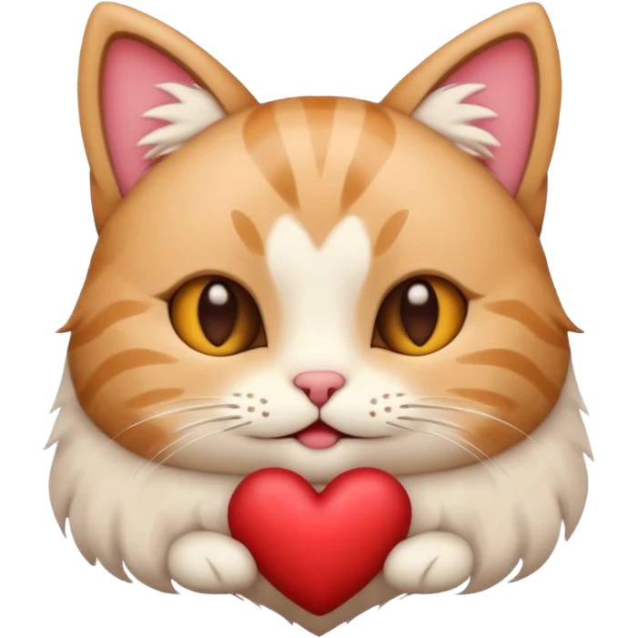A stylized Christmas emoji of a cute cat and a heart, minimalist design, soft warm colors, cozy winter mood, simple background, sweet and romantic.
 emoji