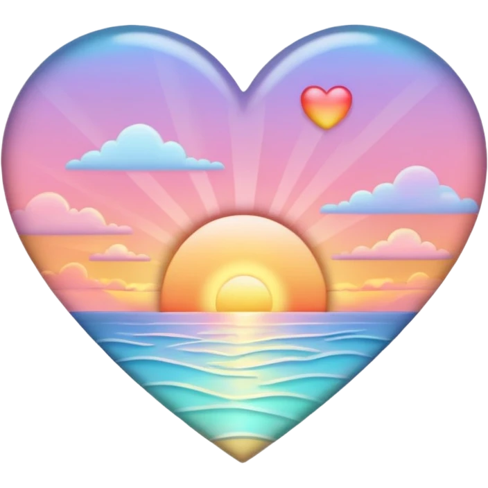  Colorful shiny pastel heart with sunset inside  emoji