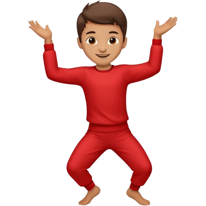 a boy is dancing with red outfit emoji