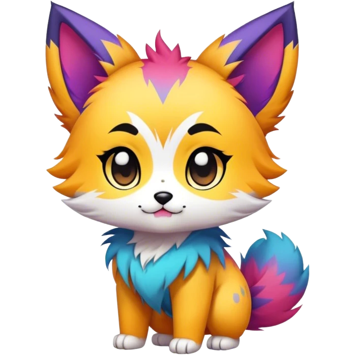  High quality Cute Cool Kawaii edgy Chibi Fur-Sona Colorful Fakemon Full Body, facial markings emoji