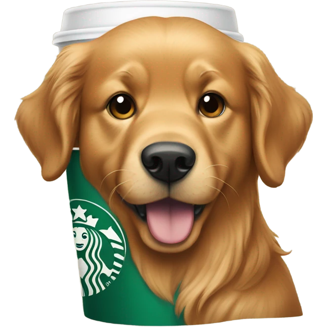 Red Golden retriever with starbucks emoji