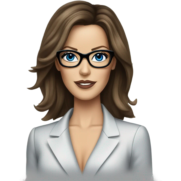  Realistic classy photo Kate Beckinsale blue eyes wearing glasses in a business meeting high fashion  emoji