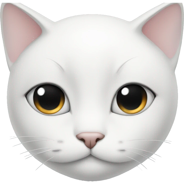 white cat with black hair on ears and around right eye emoji
