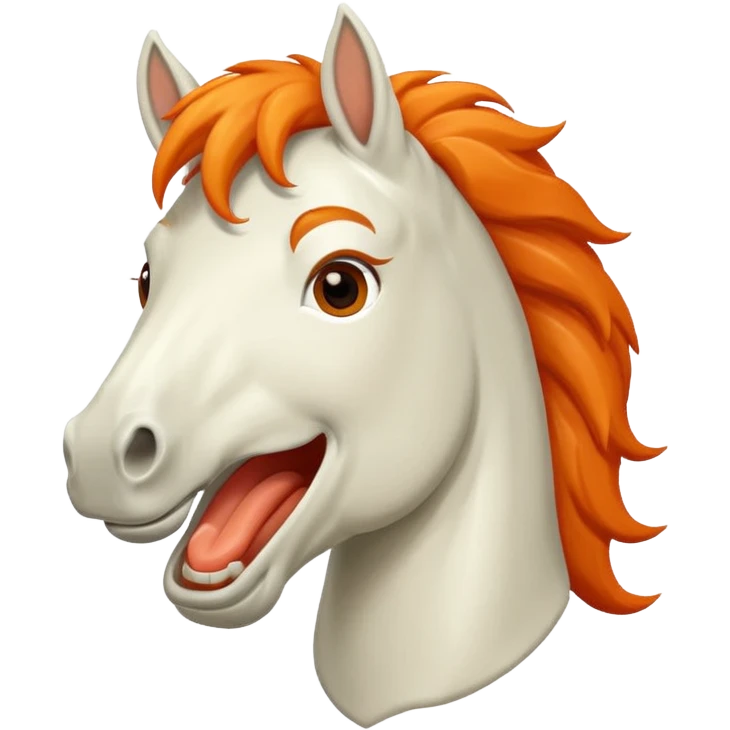 White horse with orange mane laughing emoji
