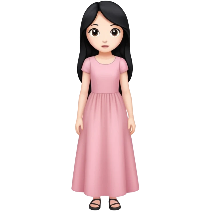 Long black hair girl with soft pink dress stand  emoji