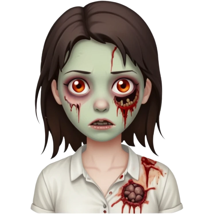 brunette zombie girl with white shirt  emoji