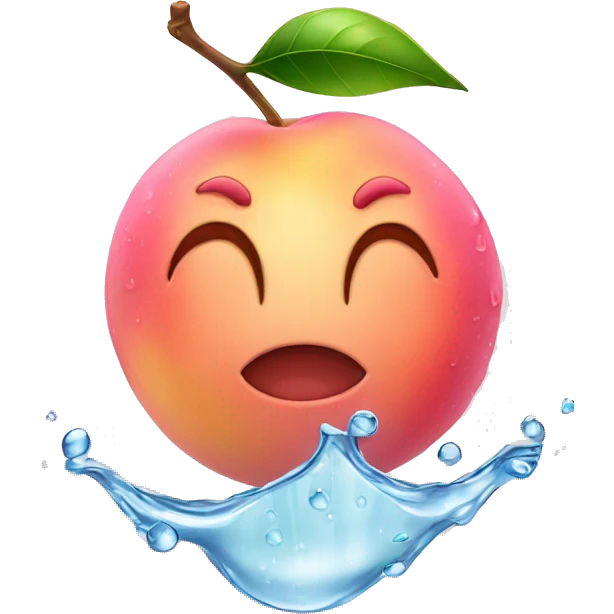 Pink peach with dewy water drops emoji