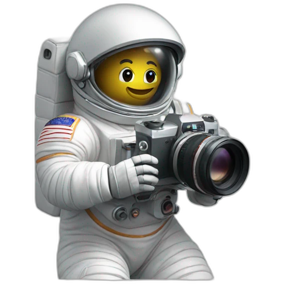 astronaut taking a video with an old camera emoji