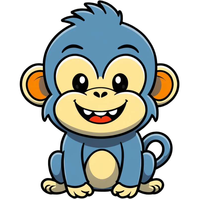 Monkey with a lot of hair and big scary smile emoji