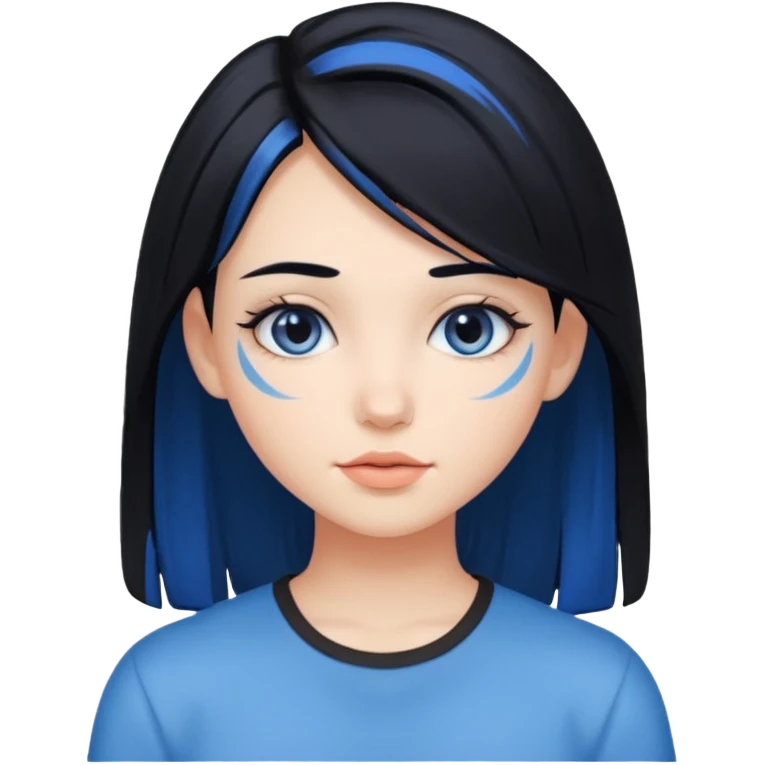 black haired with blues highlights girl portrait  emoji