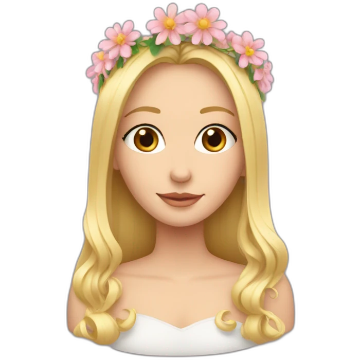 Fille blonde avec une couronne de fleur emoji