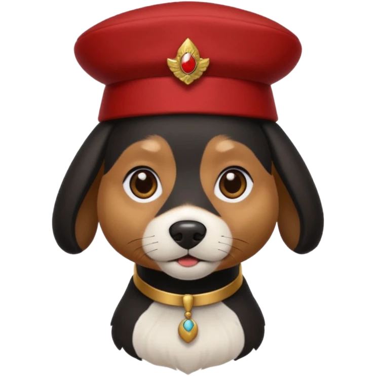 black suited dog with fes hat emoji