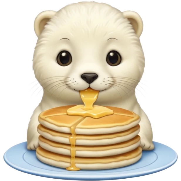 SnowWhite seal eating pancakes emoji