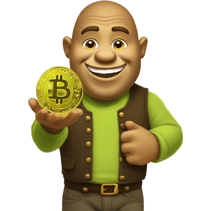 Shrek with Bitcoin emoji