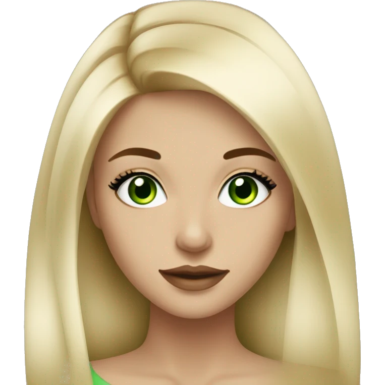 Blonde girl with black eyeliner and long lashes with green eyes emoji