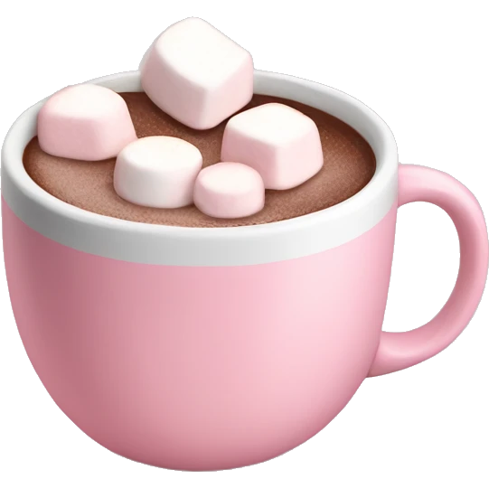 Hot chocolate with marshmallows in baby pink mug emoji