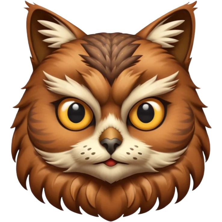 Brown cat head owl body emoji