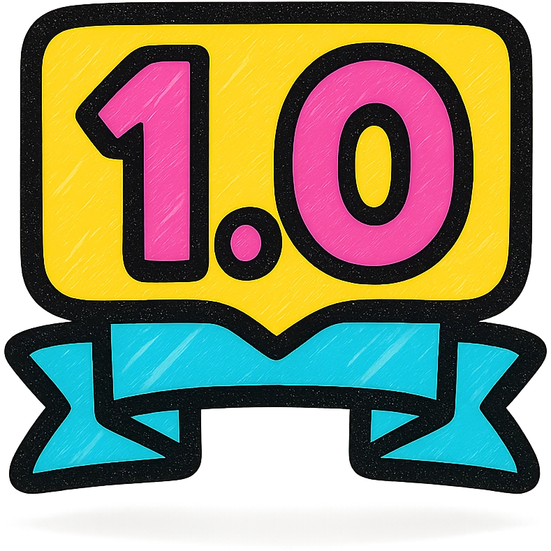 icon with a version number and a subtle shadow, soft gradient style emoji