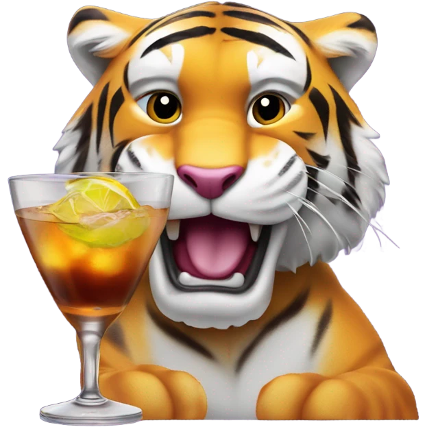 LSU Mike the Tiger with whiskey cocktail  emoji