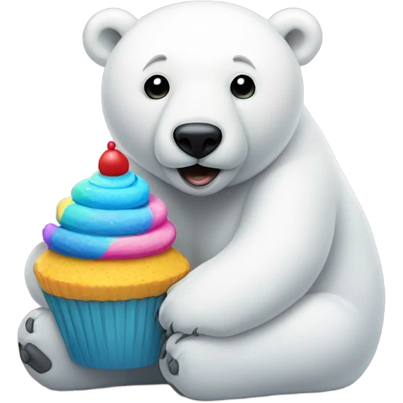 Polar bear with a cupcake emoji