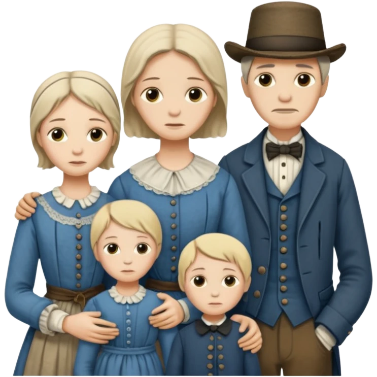 сгенерируй фото бедных семей 1850 года emoji