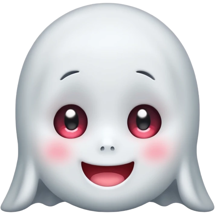 little cute ghost is smiling with blushed face, only face cute anime eyes emoji