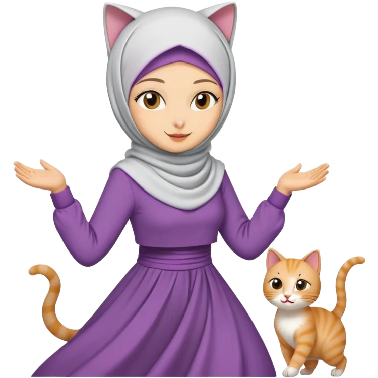 Une femme voilé avec un chat qui danse  emoji
