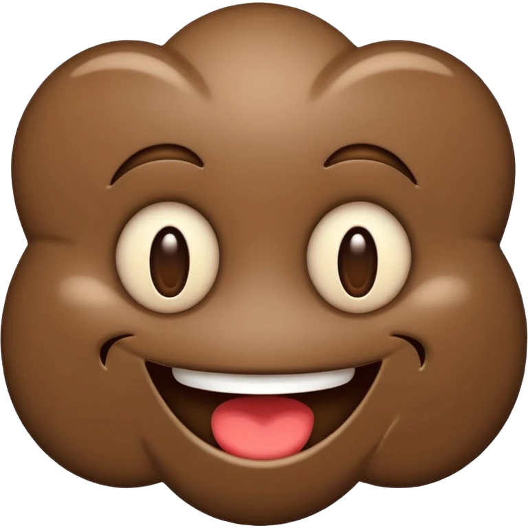 smiling brown mud emoji with a wide grin, shiny and rounded, in the style of iPhone (Apple) emojis emoji