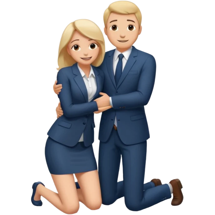 man on knees, facing standing woman, hugging her waist emoji