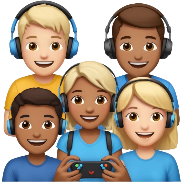 group of friends playing video games together emoji