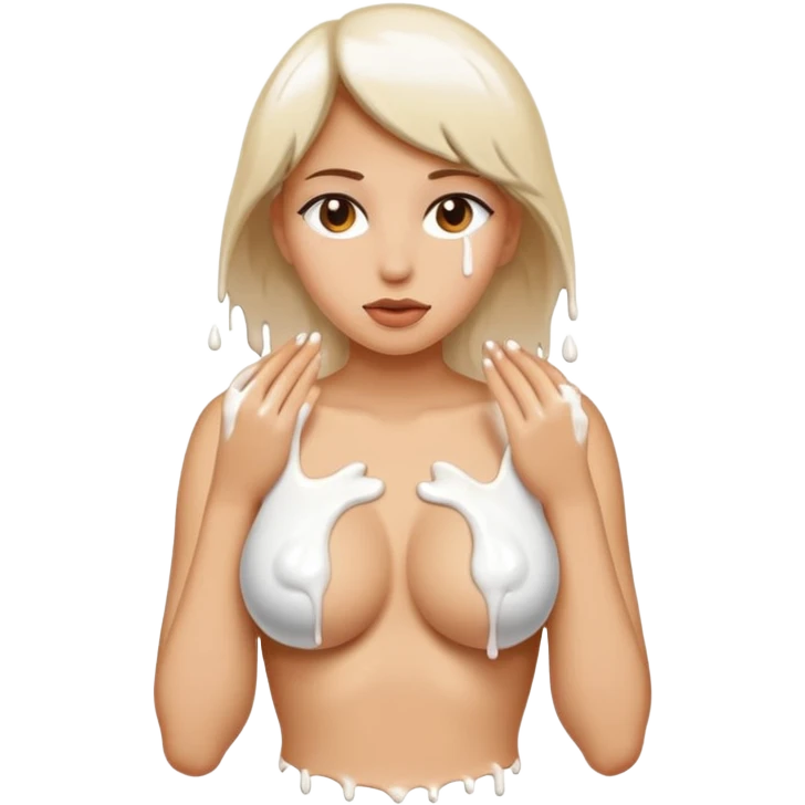women’s breasts with white paint dripping emoji