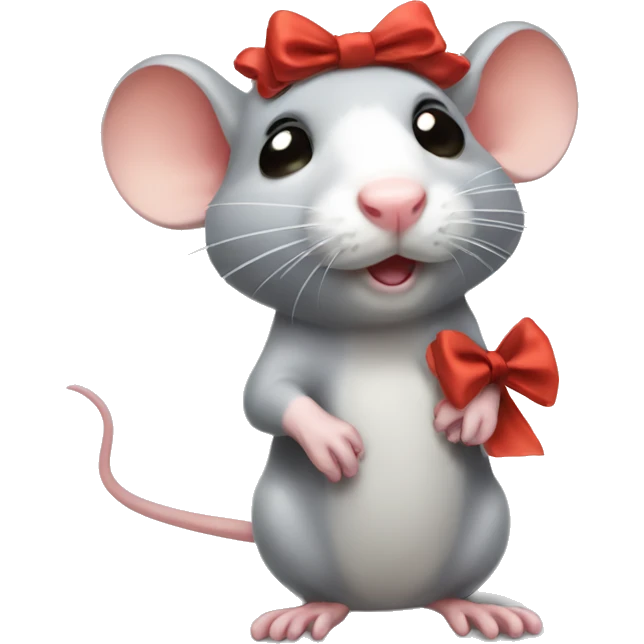 cute rat with a bow emoji