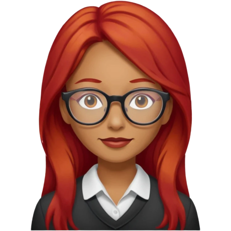 Una mujer con pelo rojo y lentes trigueña pelo largo emoji