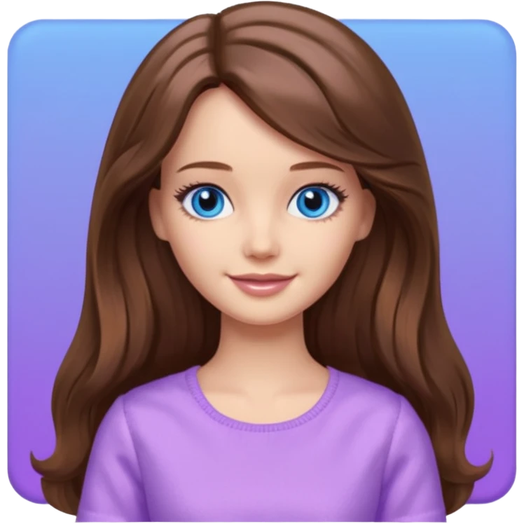 beautiful barbie girl with long brown hair, blue eyes and wearing light purple clothes watching stranger things on tv emoji