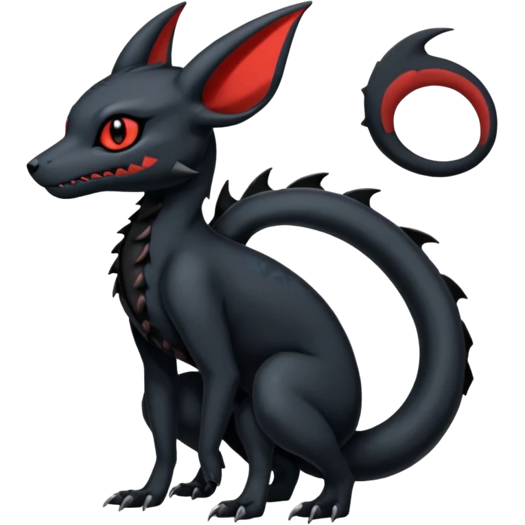 Edgy gothic dark Salandit-Umbreon-Amaura-hybrid-fusion (full body) emoji