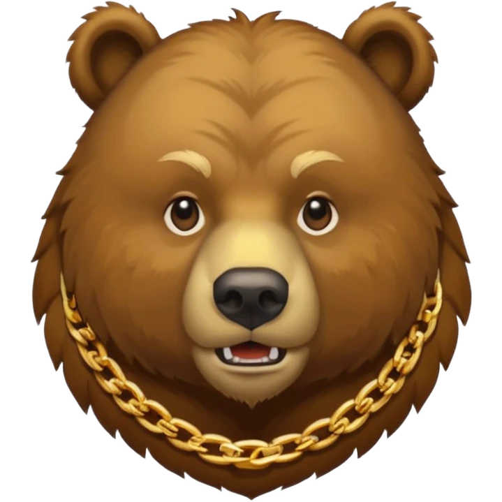 Russian grizzly bear wearing a gold rapper chain emoji