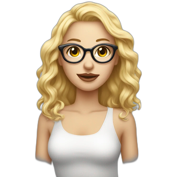 Blonde avec une natte et des grosses lunettes emoji