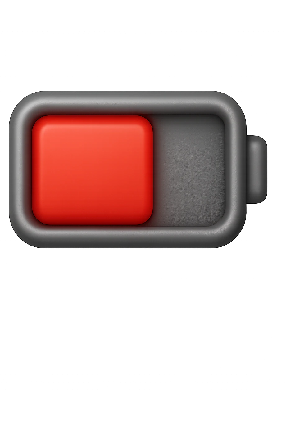 EMOJI STILE IPHONE DI UNA BATTERIA ROSSA SCARICA IN 3D emoji