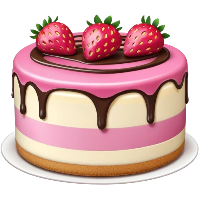 Pink Strawberry Cheesecake With Chocolate Syrup  emoji