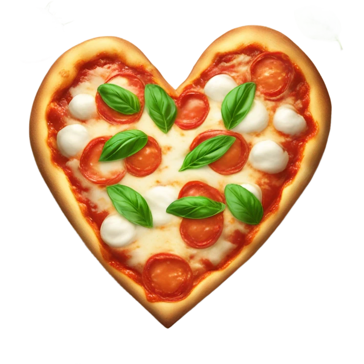 A heart-shaped margherita pizza emoji