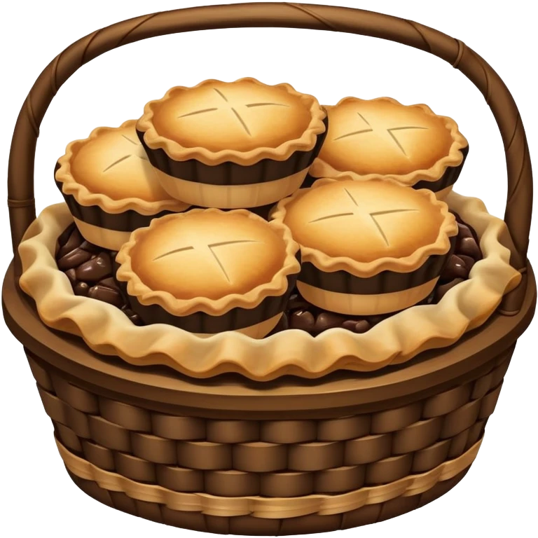 Dark Brown wicker basket with pies emoji