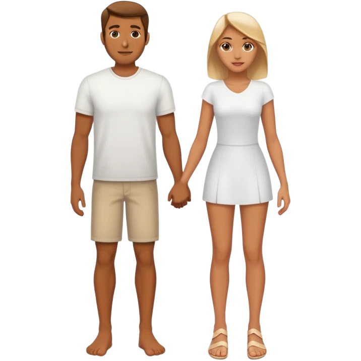 american pair men and woman photorealistic standing on feet emoji