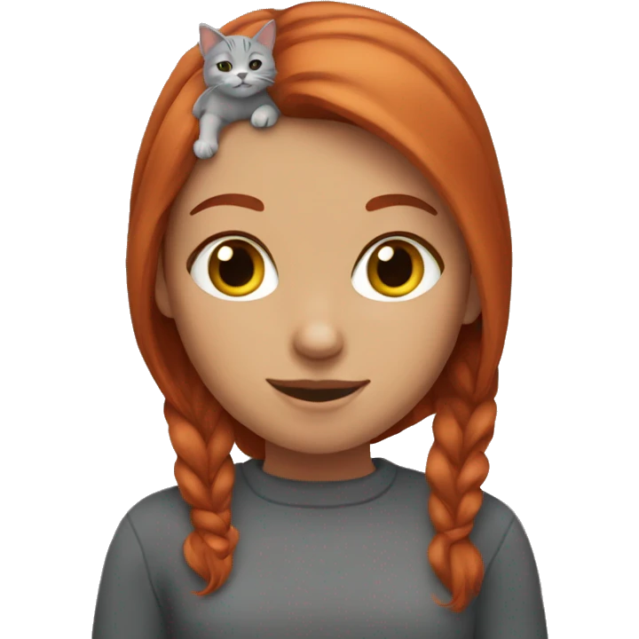 Redhead girl with grey cat emoji