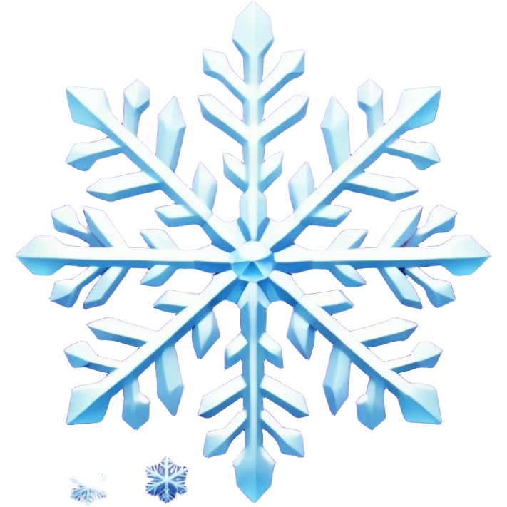 Colorshifting white to purple to blue, realistic detailed snowflakes emoji