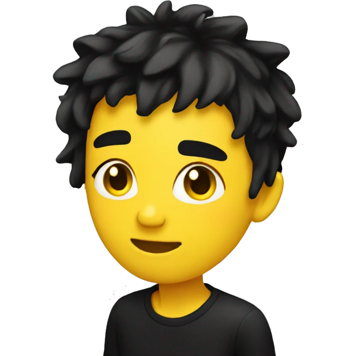 Yellow Emoji with black emo hair to the side  emoji