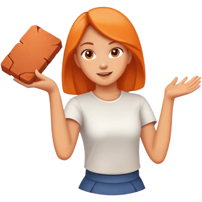 Girl with flying brick emoji
