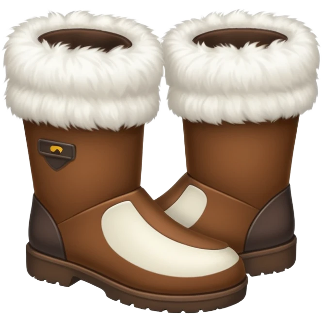 A pair of soft fur boots with contrasting darker cuffs.










 emoji