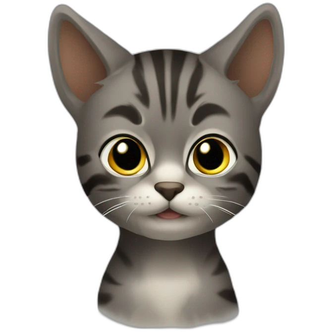 Чёрная кошка пухнаста чёрно-белая emoji