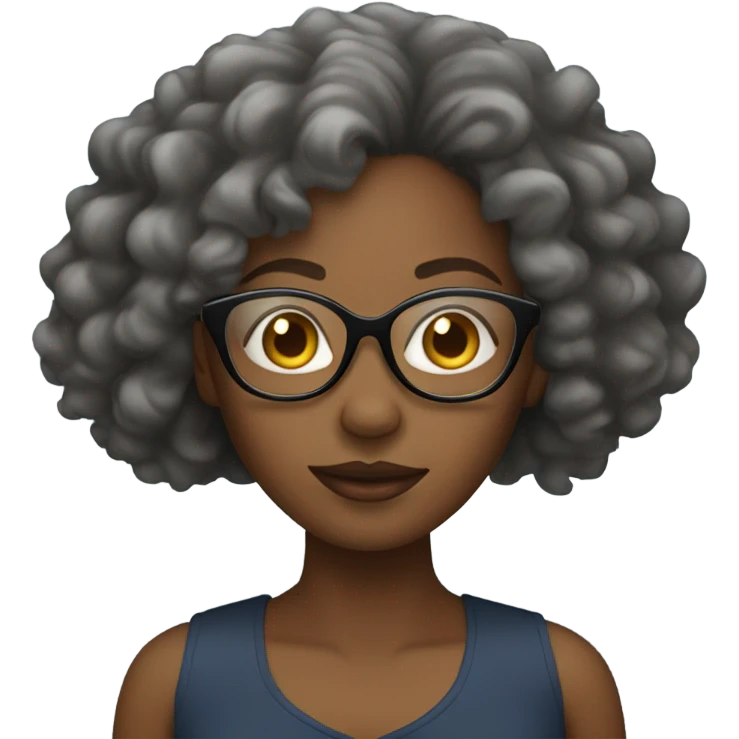Black women with clear glasses and curly hair emoji